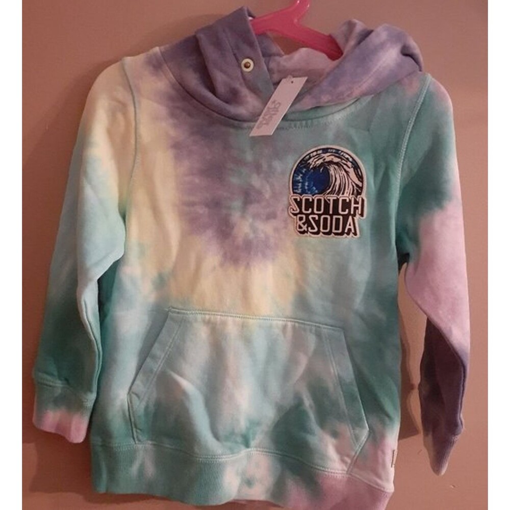 Scotch and Soda Girls Kids Hoodie Sweatshirt Tie Dye Purple Blue Size 4 NWT
